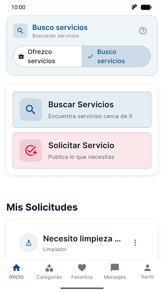Pantalla de inicio de SolvTako mostrando categorías de servicios disponibles en Panamá.