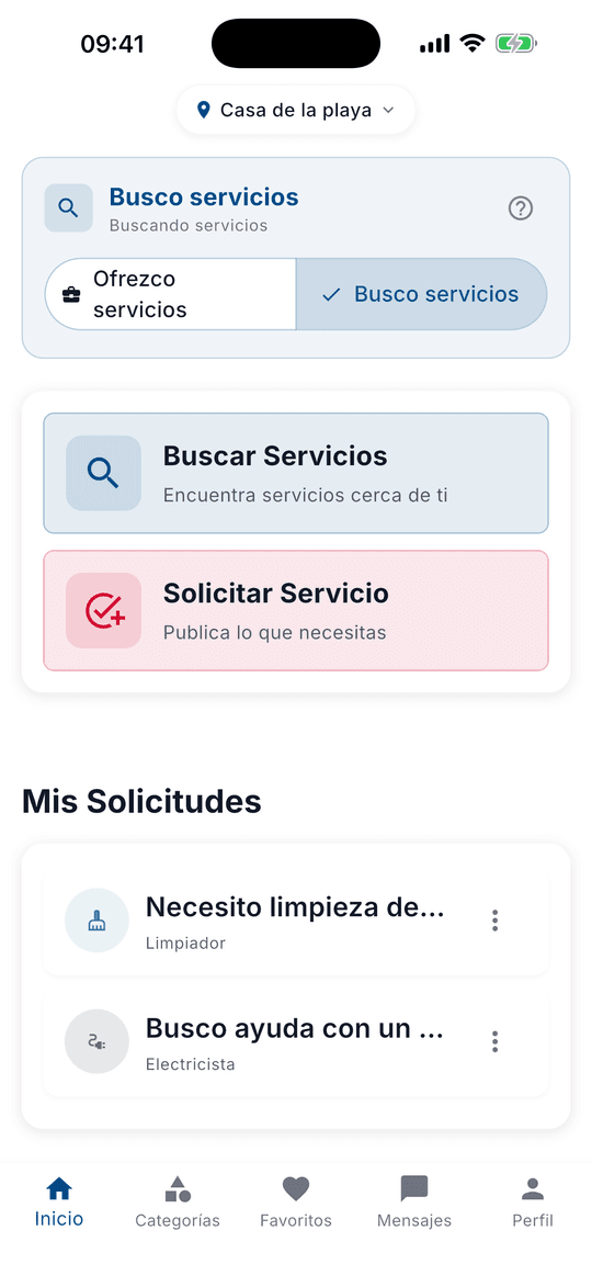 Pantalla de inicio de SolvTako mostrando categorías de servicios disponibles en Panamá.
